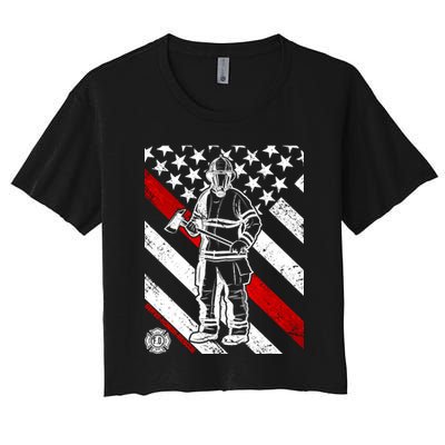 Firefighter Thin Red Line Serve Honor Rescue Crop Top