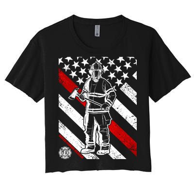 Firefighter Thin Red Line Serve Honor Rescue Women's Crop Top Tee