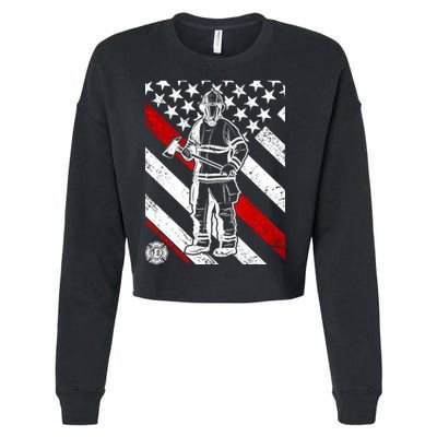 Firefighter Thin Red Line Serve Honor Rescue Cropped Pullover Crew