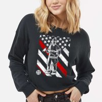 Firefighter Thin Red Line Serve Honor Rescue Cropped Pullover Crew