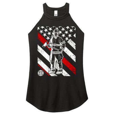 Firefighter Thin Red Line Serve Honor Rescue Women's Perfect Tri Rocker Tank