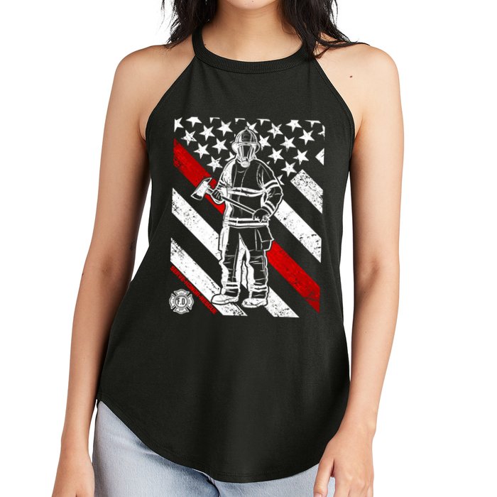 Firefighter Thin Red Line Serve Honor Rescue Women's Perfect Tri Rocker Tank
