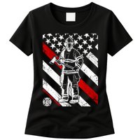 Firefighter Thin Red Line Serve Honor Rescue Womens T-Shirt
