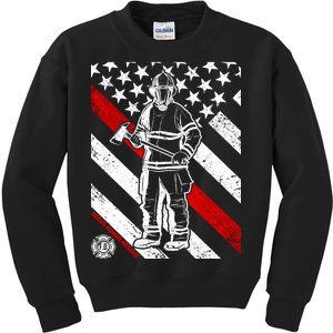 Firefighter Thin Red Line Serve Honor Rescue Kids Sweatshirt