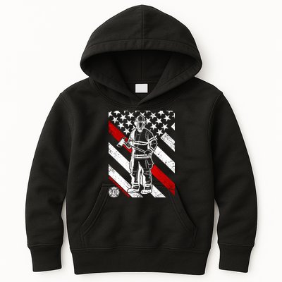 Firefighter Thin Red Line Serve Honor Rescue Kids Hoodie