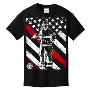 Firefighter Thin Red Line Serve Honor Rescue Kids T-Shirt