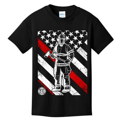 Firefighter Thin Red Line Serve Honor Rescue Kids T-Shirt