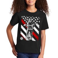 Firefighter Thin Red Line Serve Honor Rescue Kids T-Shirt