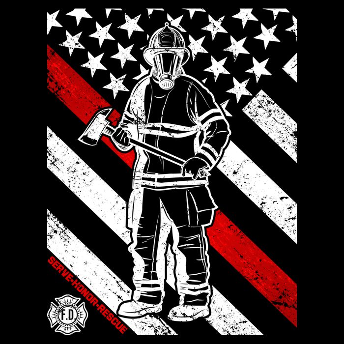 Firefighter Thin Red Line Serve Honor Rescue Kids T-Shirt