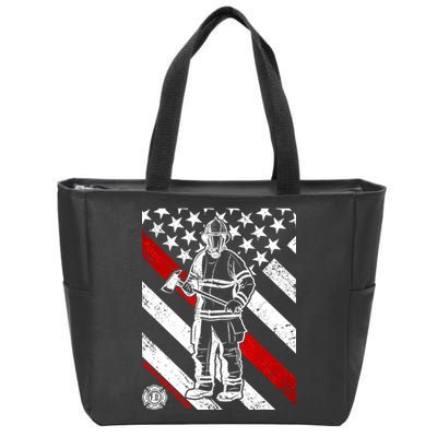 Firefighter Thin Red Line Serve Honor Rescue Zip Tote Bag
