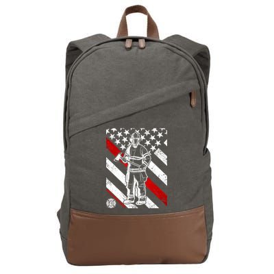 Firefighter Thin Red Line Serve Honor Rescue Cotton Canvas Backpack