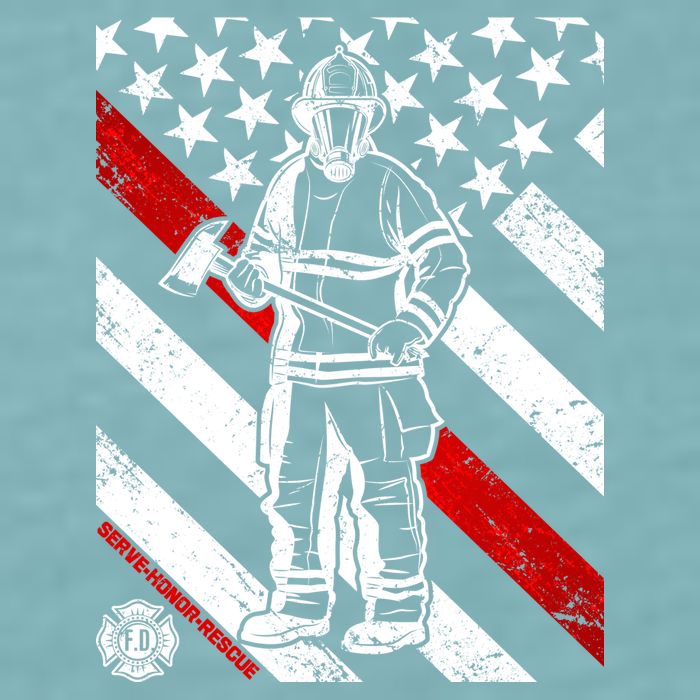 Firefighter Thin Red Line Serve Honor Rescue Sueded Cloud Jersey T-Shirt