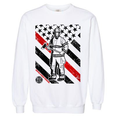 Firefighter Thin Red Line Serve Honor Rescue Garment-Dyed Sweatshirt