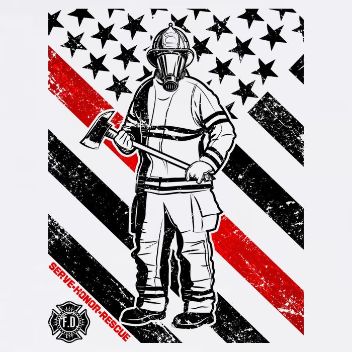 Firefighter Thin Red Line Serve Honor Rescue Garment-Dyed Sweatshirt