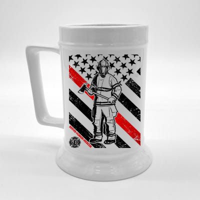 Firefighter Thin Red Line Serve Honor Rescue Beer Stein