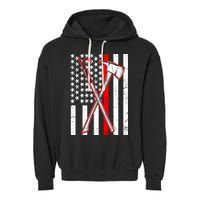 Firefighter US Flag Thin Red Line Garment-Dyed Fleece Hoodie