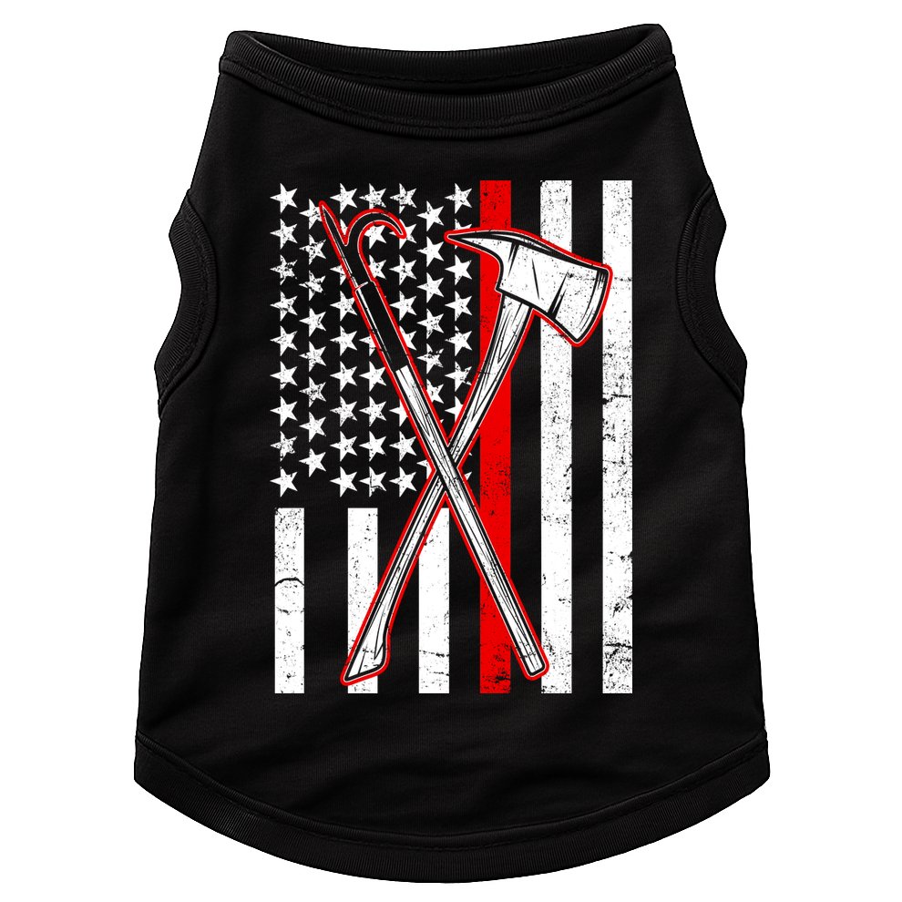 Firefighter US Flag Thin Red Line Doggie Tank
