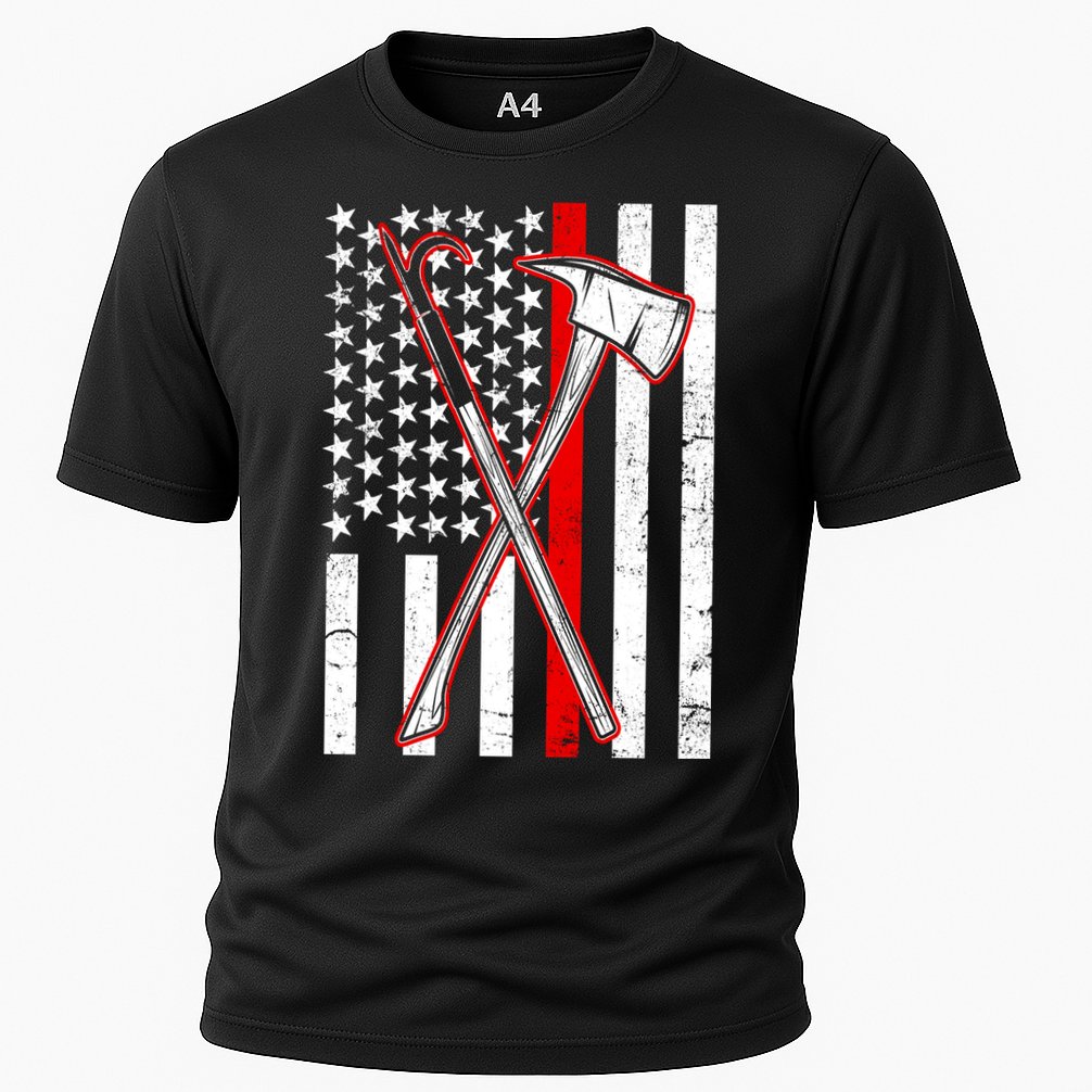 Firefighter US Flag Thin Red Line Performance Shirt