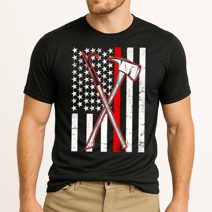 Firefighter US Flag Thin Red Line Performance Shirt