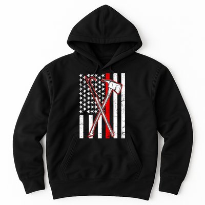 Firefighter US Flag Thin Red Line Hoodie