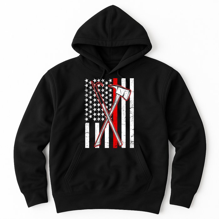 Firefighter US Flag Thin Red Line Hoodie