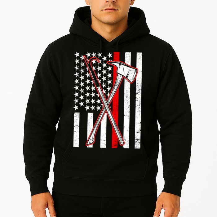 Firefighter US Flag Thin Red Line Hoodie