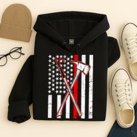 Firefighter US Flag Thin Red Line Hoodie