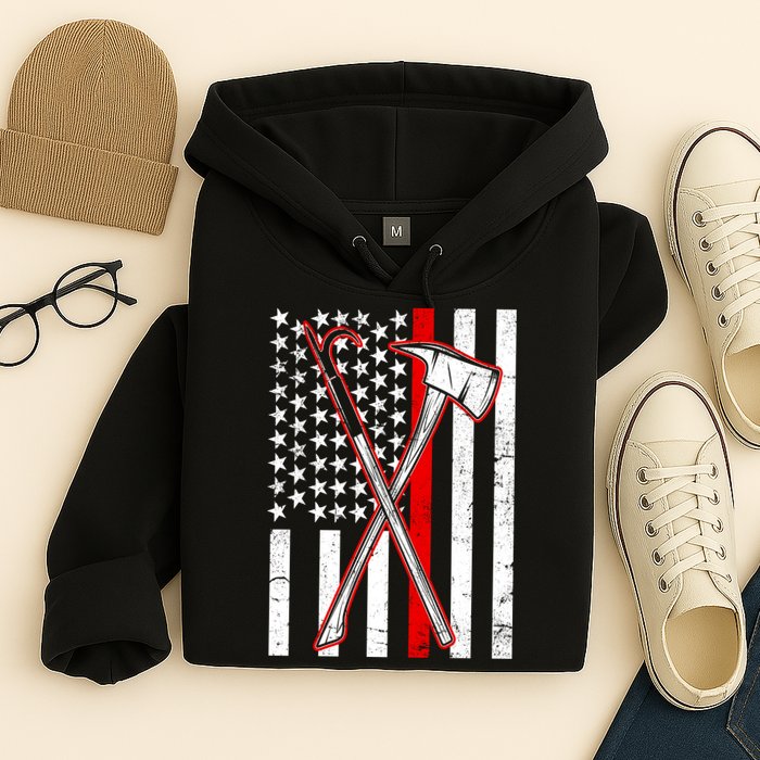 Firefighter US Flag Thin Red Line Hoodie