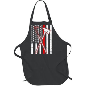 Firefighter US Flag Thin Red Line Full-Length Apron With Pockets