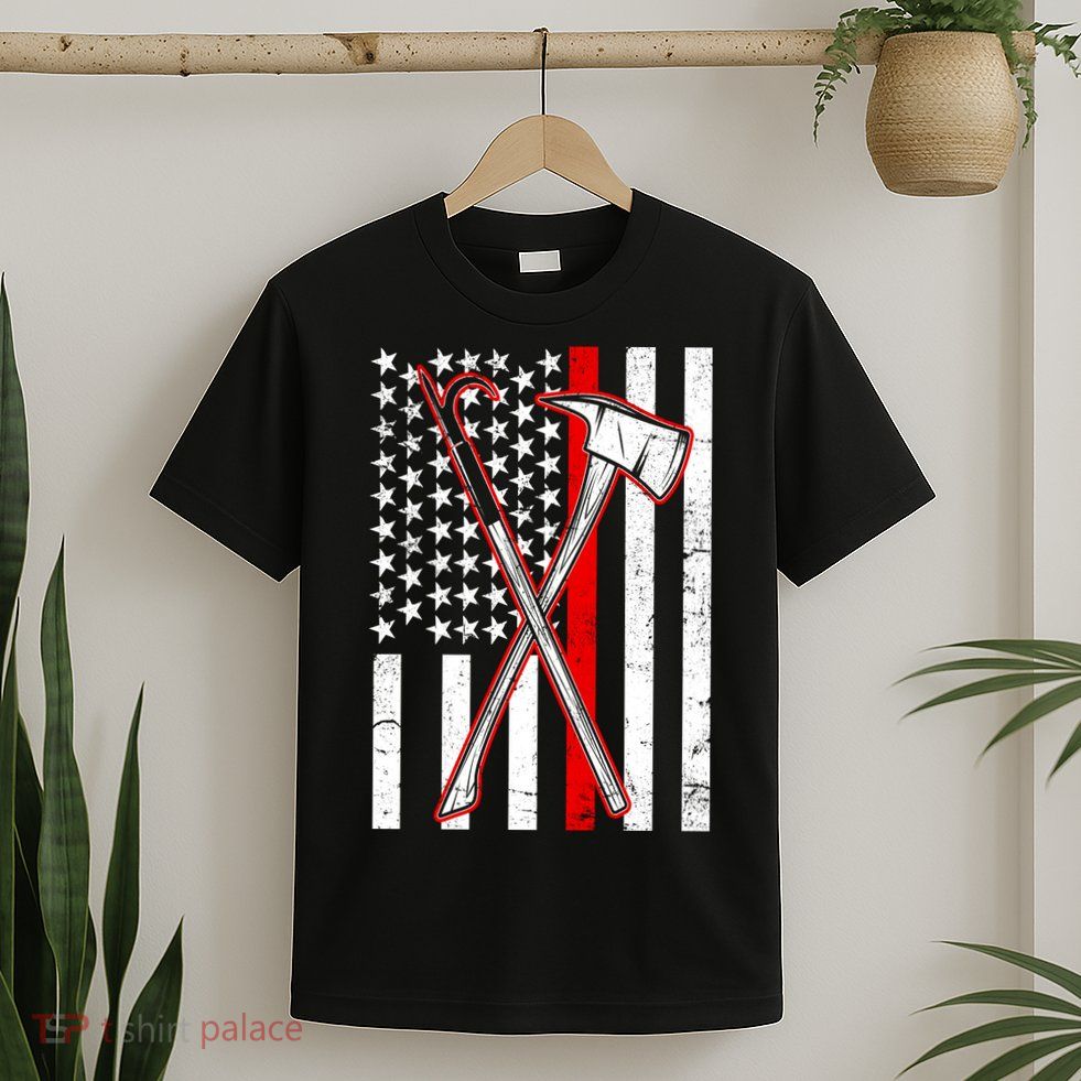 Firefighter US Flag Thin Red Line T-Shirt
