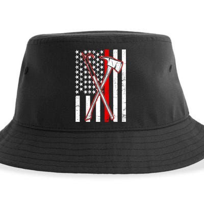 Firefighter US Flag Thin Red Line Sustainable Bucket Hat