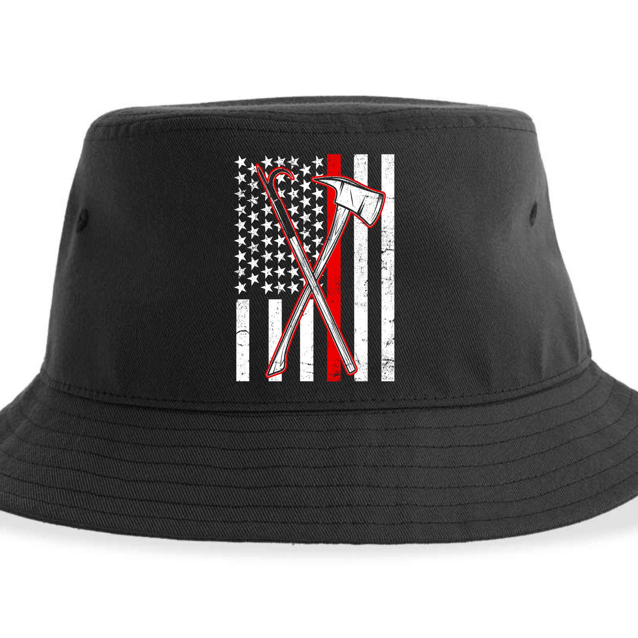 Firefighter US Flag Thin Red Line Sustainable Bucket Hat
