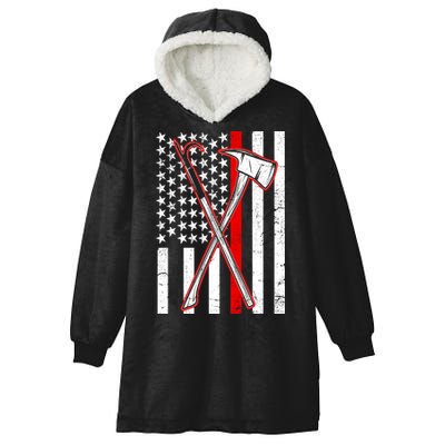Firefighter US Flag Thin Red Line Hooded Wearable Blanket