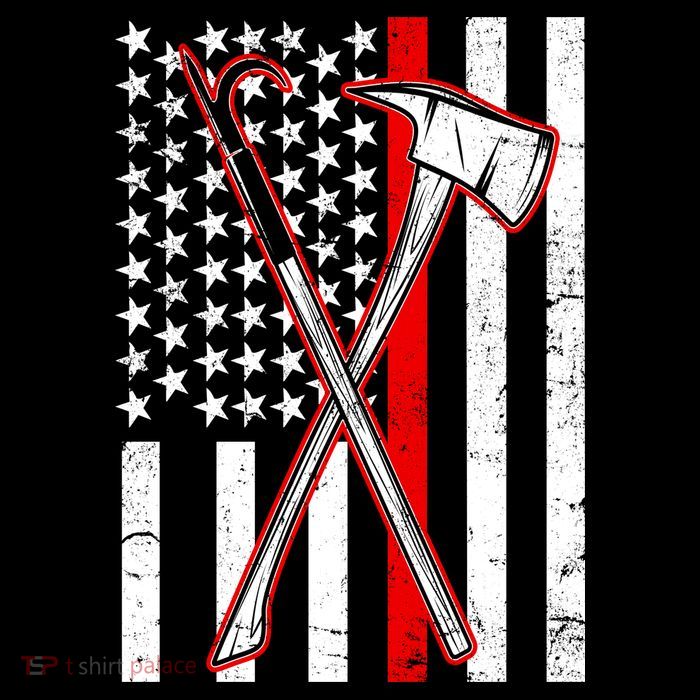 Firefighter US Flag Thin Red Line Button