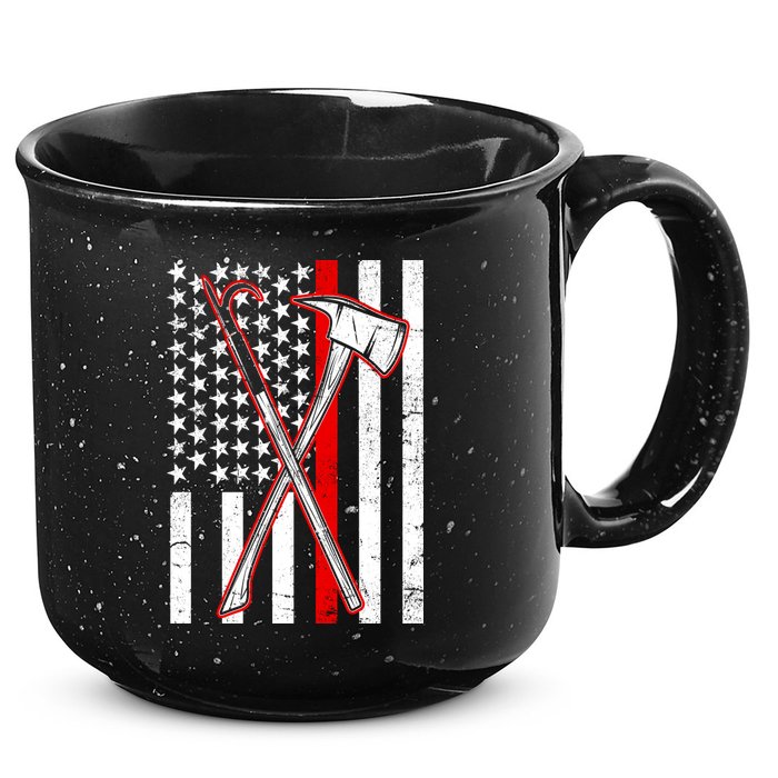 Firefighter US Flag Thin Red Line 15oz Campfire Ceramic Mug