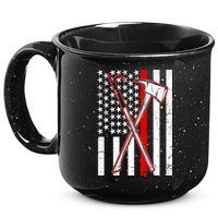 Firefighter US Flag Thin Red Line 15oz Campfire Ceramic Mug