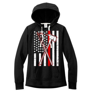 Firefighter US Flag Thin Red Line Women's Fleece Hoodie