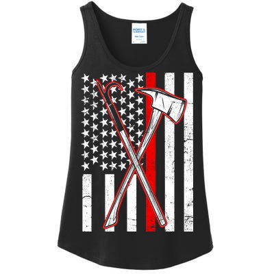 Firefighter US Flag Thin Red Line Ladies Essential Tank