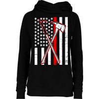 Firefighter US Flag Thin Red Line Womens Funnel Neck Pullover Hood