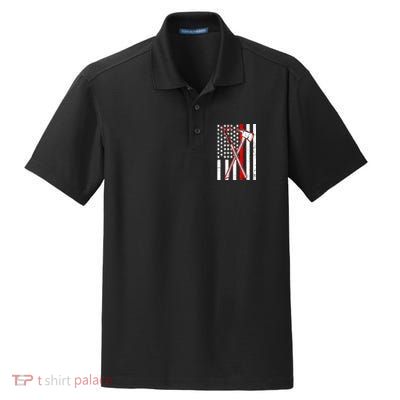 Firefighter US Flag Thin Red Line Dry Zone Grid Polo