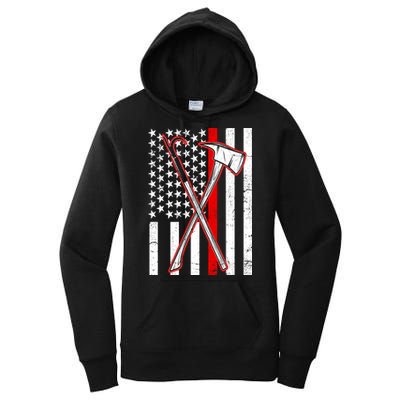 Firefighter US Flag Thin Red Line Women's Pullover Hoodie