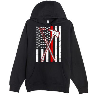 Firefighter US Flag Thin Red Line Premium Pullover Hoodie