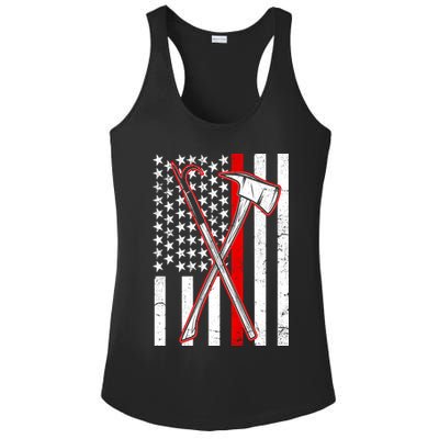 Firefighter US Flag Thin Red Line Ladies PosiCharge Competitor Racerback Tank