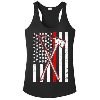 Firefighter US Flag Thin Red Line Ladies PosiCharge Competitor Racerback Tank