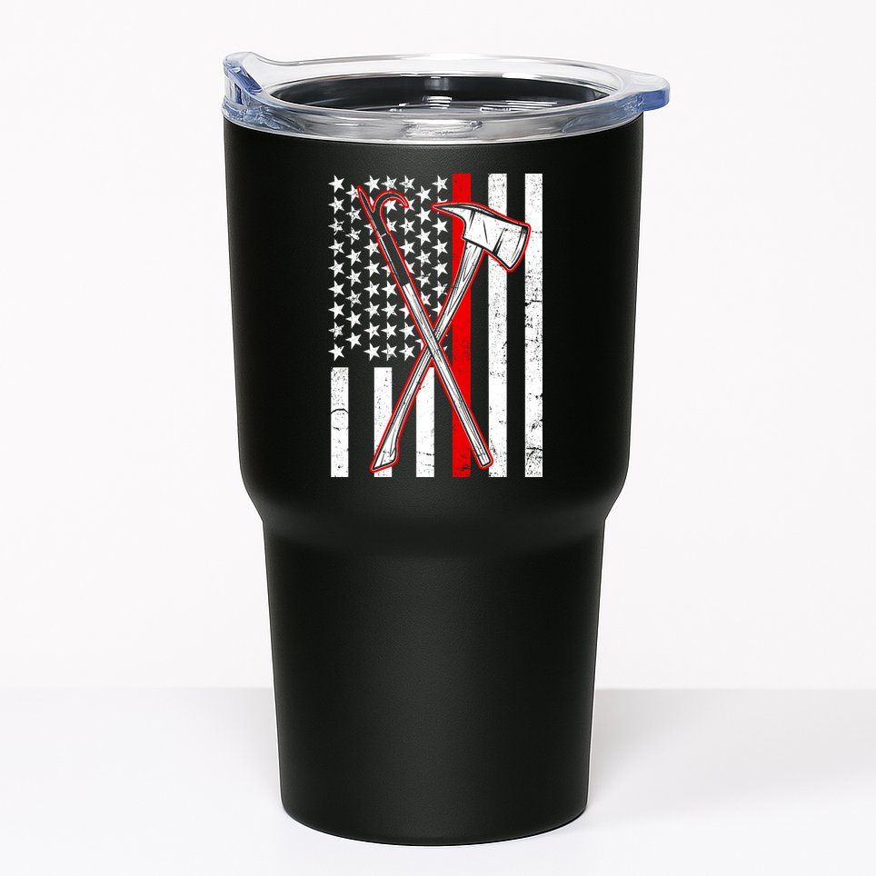 Firefighter US Flag Thin Red Line Tumbler