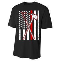 Firefighter US Flag Thin Red Line Performance Sprint T-Shirt