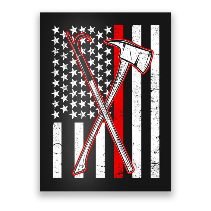 Firefighter US Flag Thin Red Line Poster