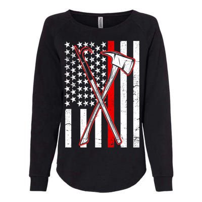 Firefighter US Flag Thin Red Line Womens California Wash Sweatshirt