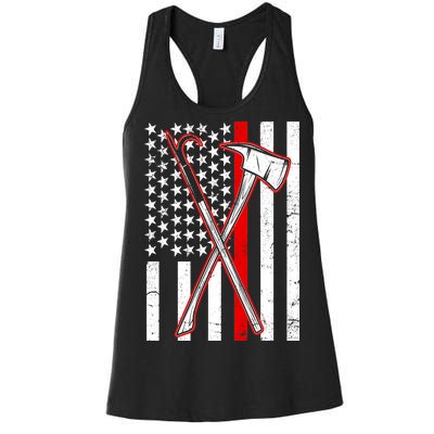 Firefighter US Flag Thin Red Line Women's Racerback Tank