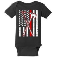 Firefighter US Flag Thin Red Line Baby Bodysuit
